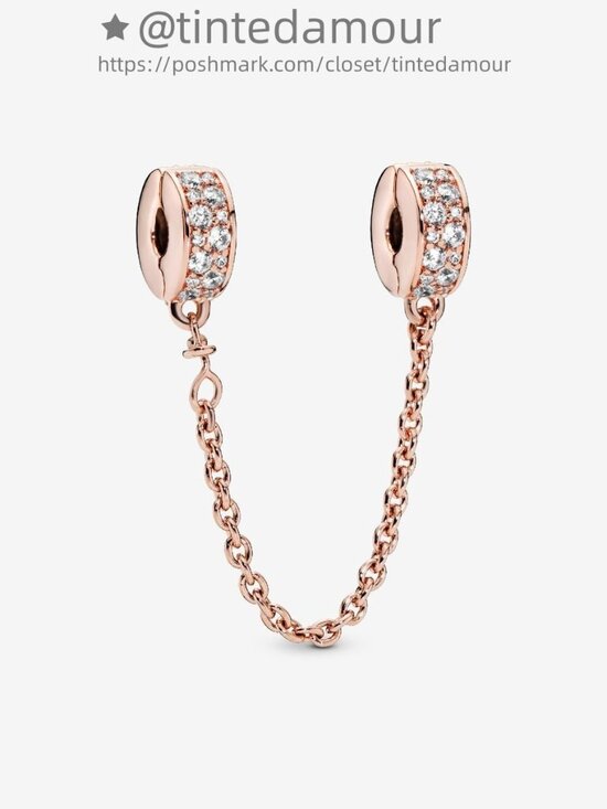 Pandora Clear Pavé Safety Chain Clip Charm - Picture 1 of 2